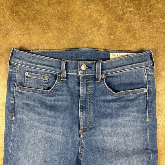 Rag‎ & Bone High Rise Skinny Jeans Women’s Size 30 Blue Alibi Distressed Hem USA - Picture 2 of 15